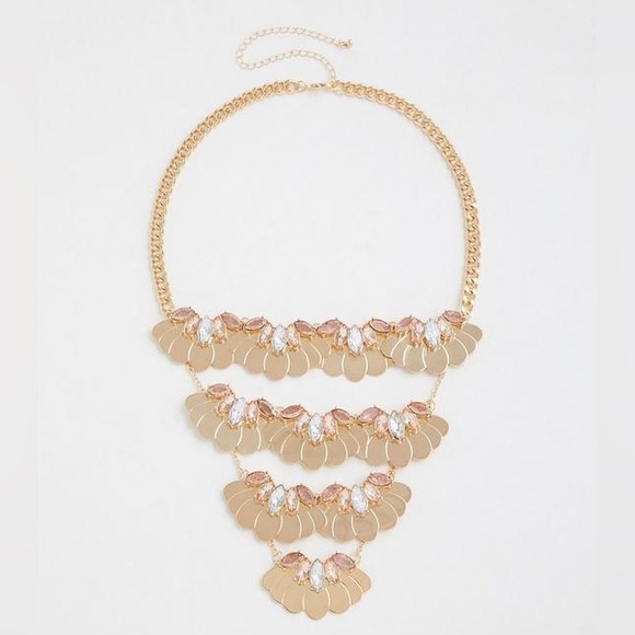 Rose Gold Rhinestone Statement Necklace - Picture 4 of 4